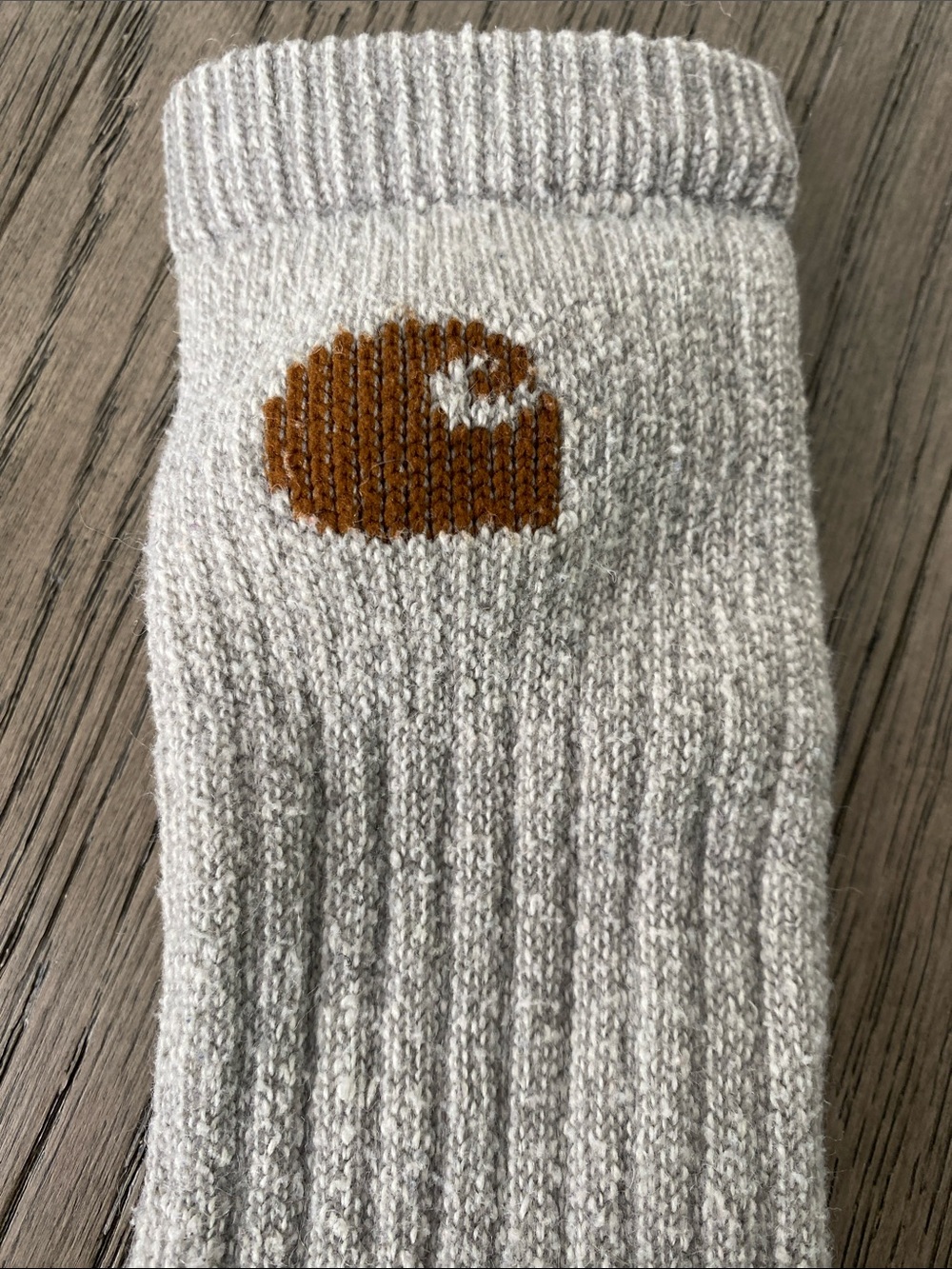 Carhartt Gray and White Work Crew Socks w/ Brown Logo (Set of 4) 2 Pairs - 1446 - Picture 4 of 5